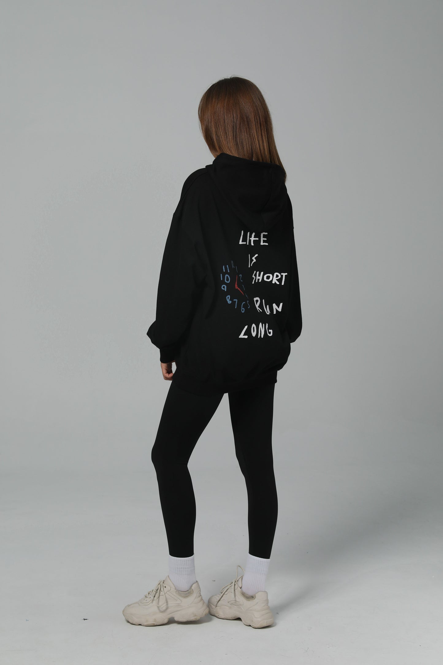LIFE IS SHORT RUN LONG HOODIE - JET BLACK