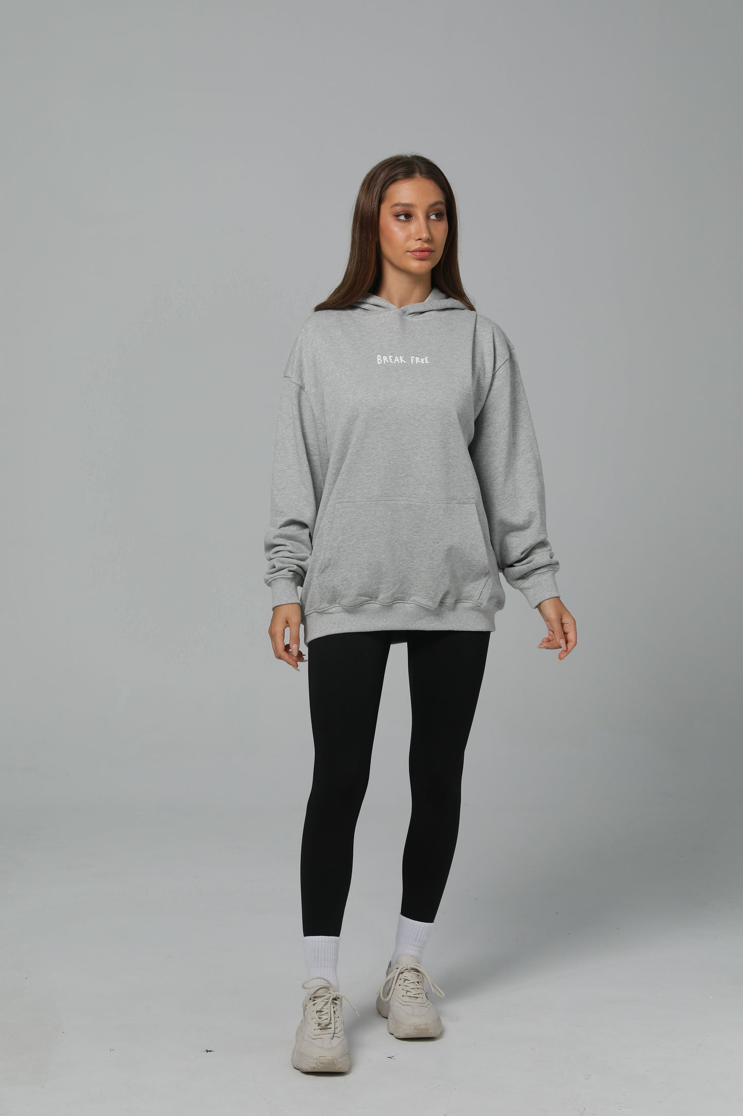 CHISELING IN THE PAIN CAVE HOODIE - CLOUD GRAY - PUFF PRINT