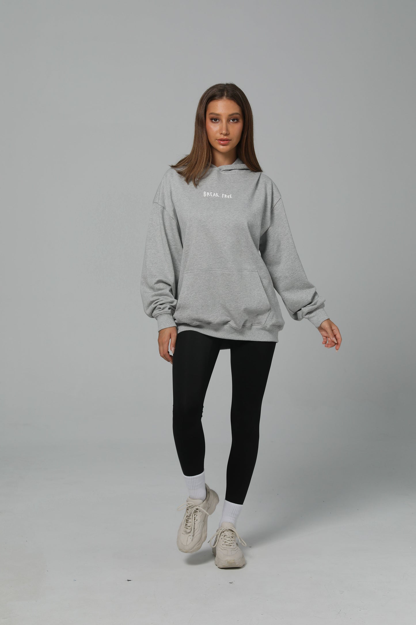 CHISELING IN THE PAIN CAVE HOODIE - CLOUD GRAY - PUFF PRINT