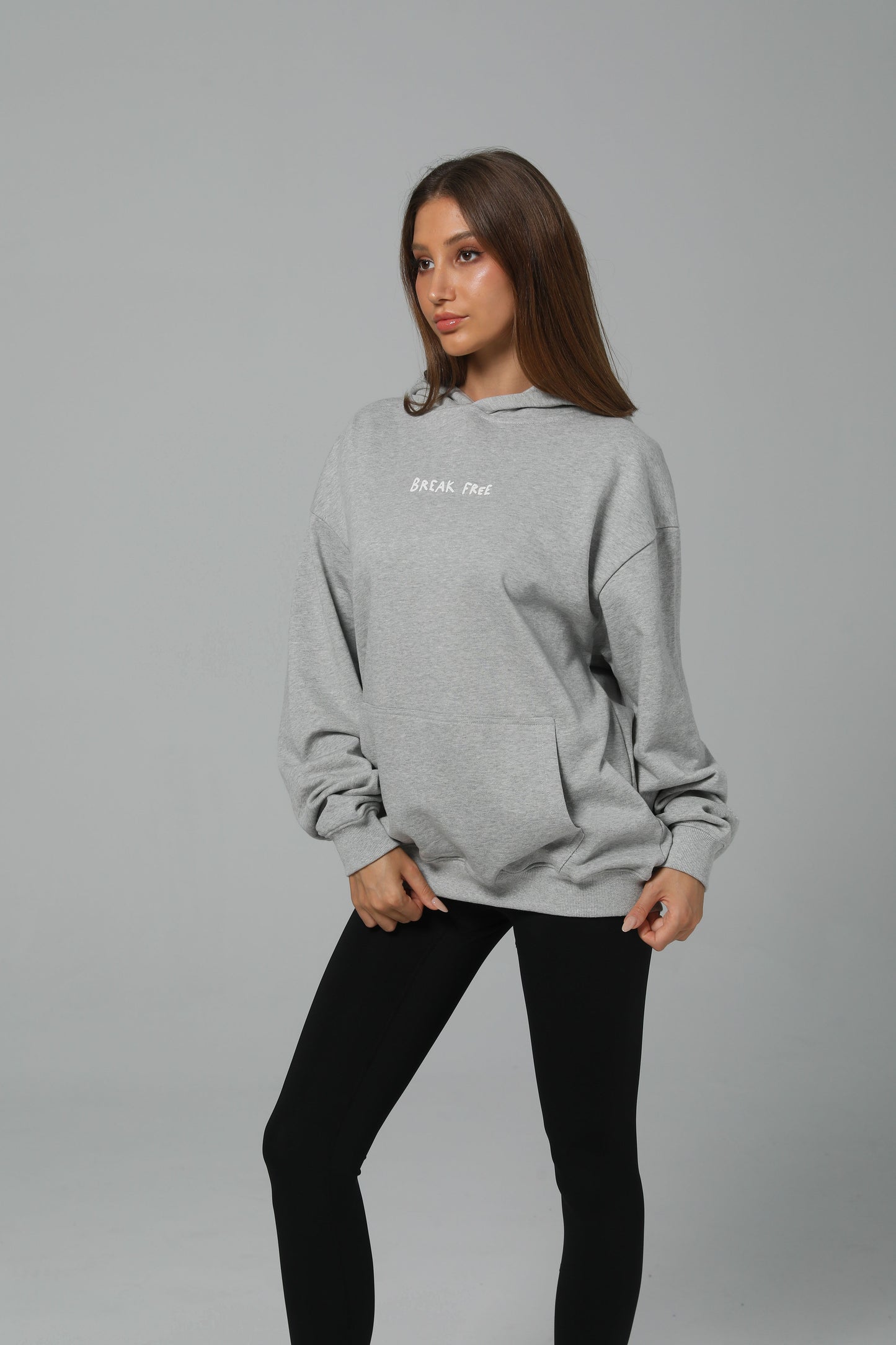 CHISELING IN THE PAIN CAVE HOODIE - CLOUD GRAY - PUFF PRINT
