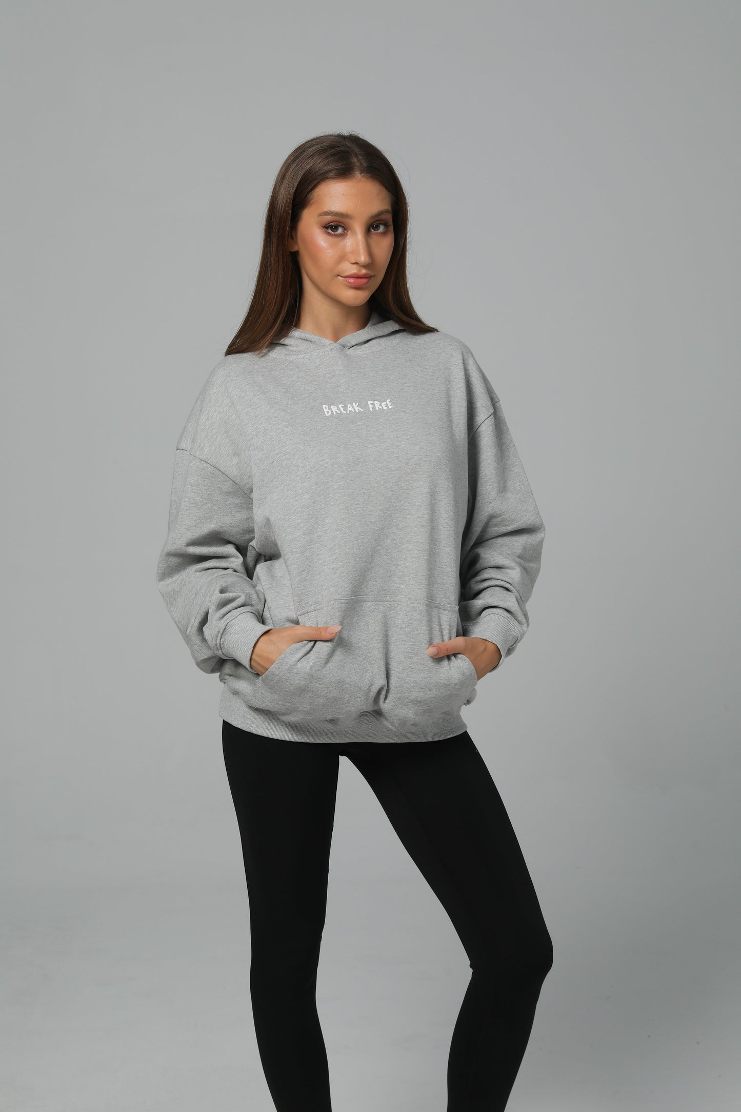 CHISELING IN THE PAIN CAVE HOODIE - CLOUD GRAY - PUFF PRINT