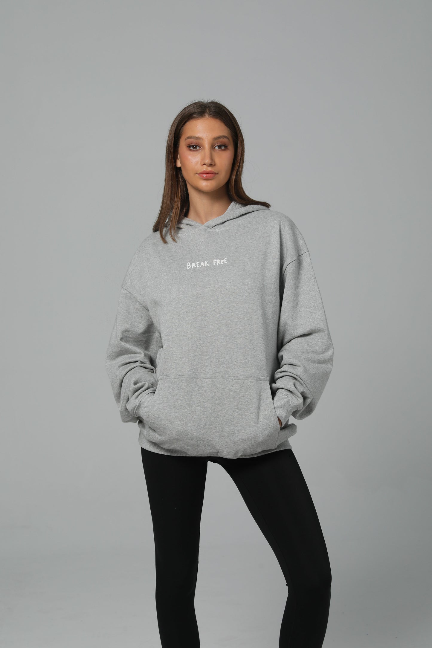 CHISELING IN THE PAIN CAVE HOODIE - CLOUD GRAY - PUFF PRINT