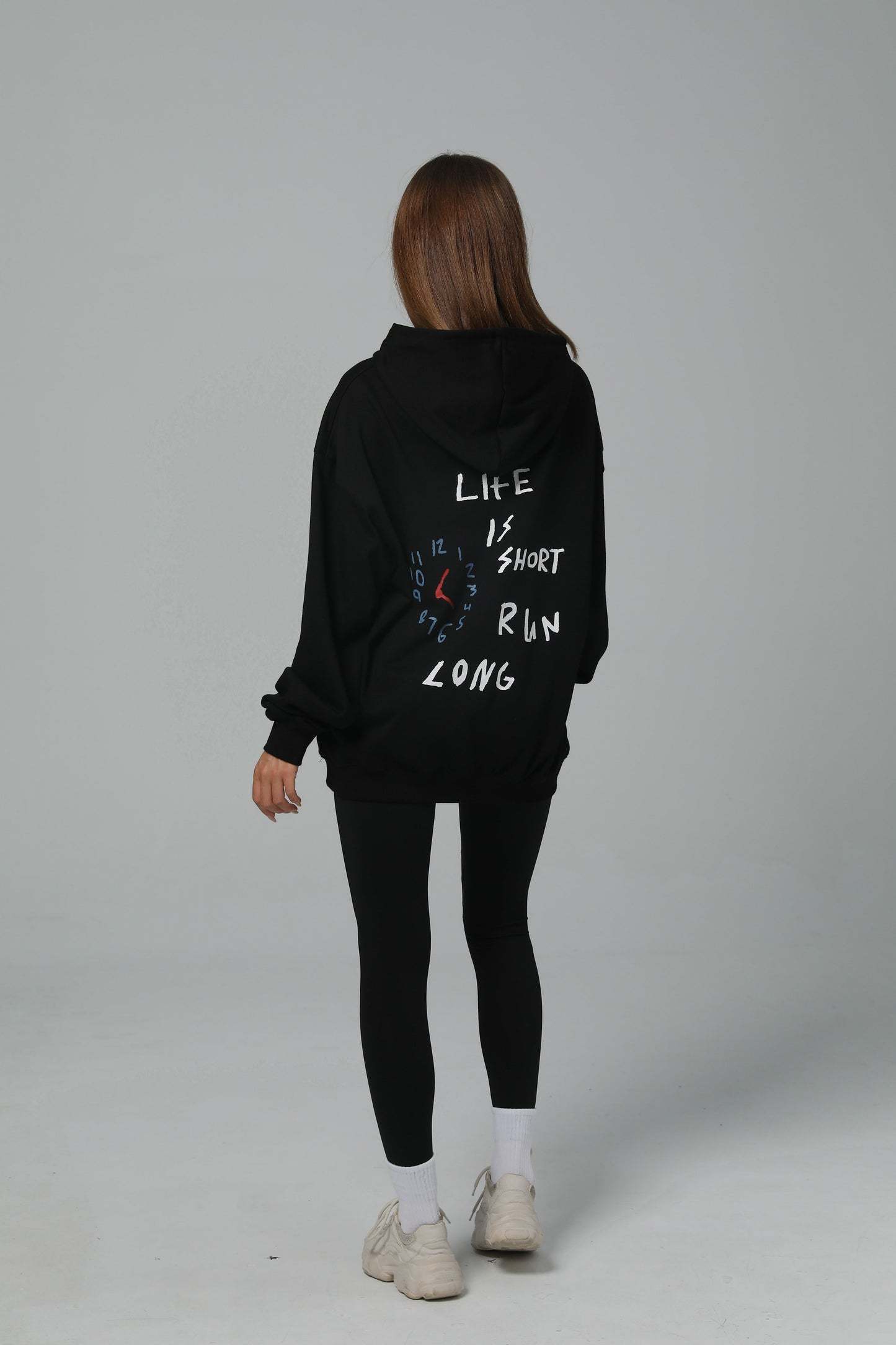 LIFE IS SHORT RUN LONG HOODIE - JET BLACK